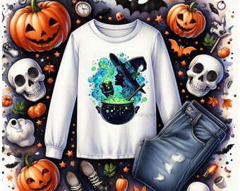 Halloween Witch Cauldron PNG DTF