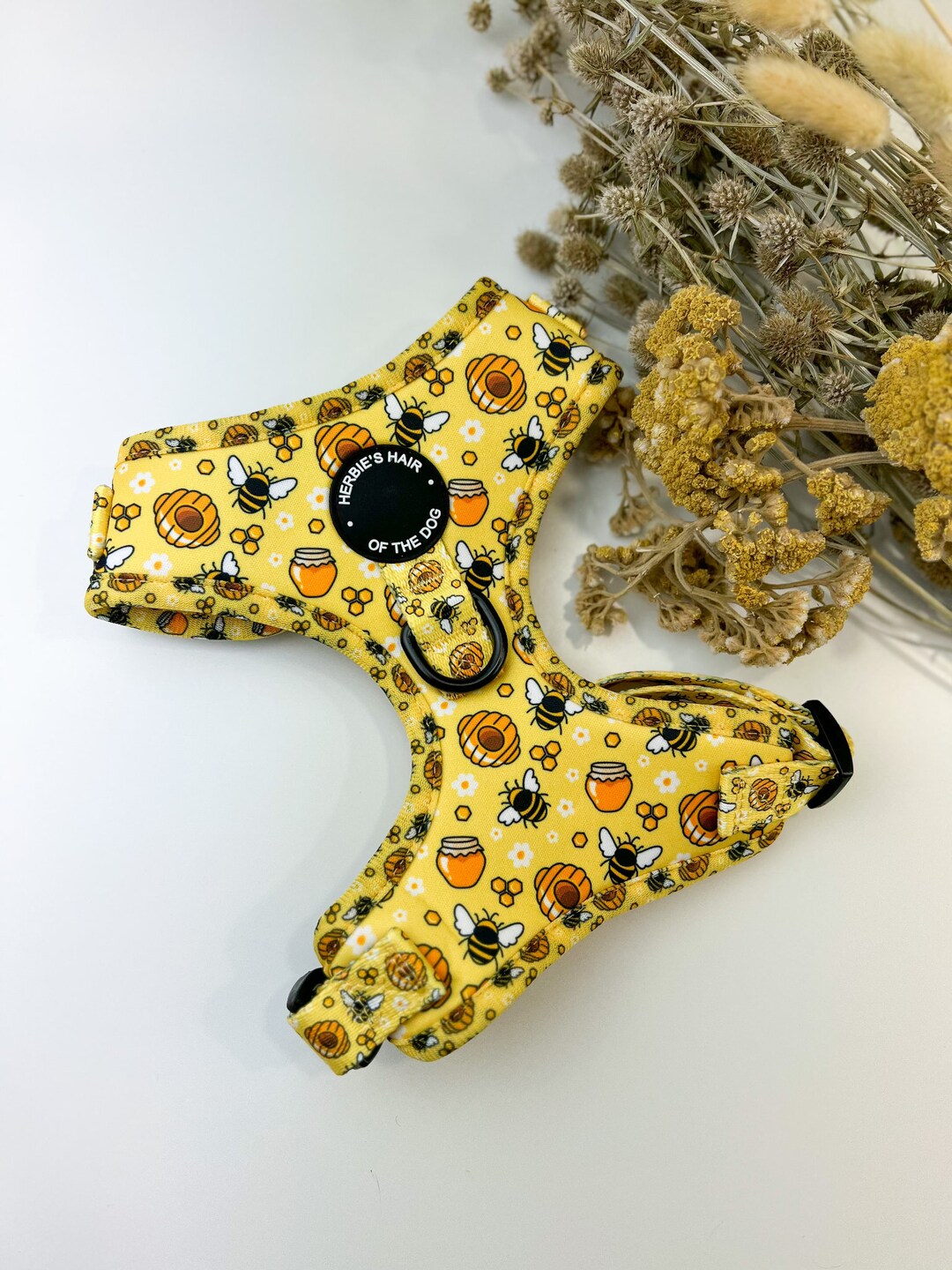 Bee Happy Dog Harness, Girl Dog Harness, Boy Dog Harness, Puppy Harness, Yellow, Bumblebee
