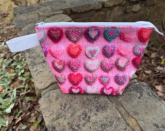 Stockinette Hearts! Project Bag for Knitting and Crocheting