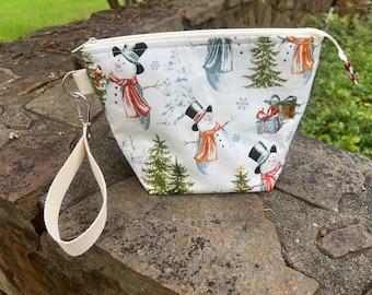 Warm Wishes! Knitting Project Bag, Crochet Zippered Pouch, Yarn Sock Tote