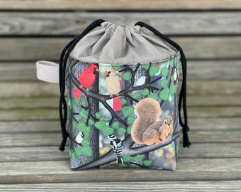 Sounds of Spring! Knitting Project Bag, Crochet Zippered Pouch, Yarn Sock Tote