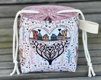 Neighborly! Knitting Project Bag, Crochet Zippered Pouch, Yarn Sock Tote