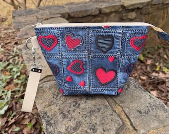 Blue-Jean Hearts! Project Bag for Knitting and Crocheting