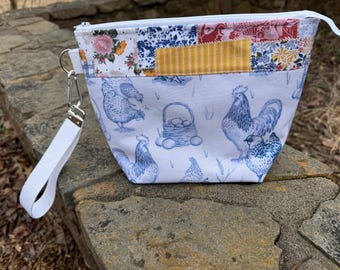 Feed Sacks! Knitting Project Bag, Crochet Zippered Pouch, Yarn Sock Tote