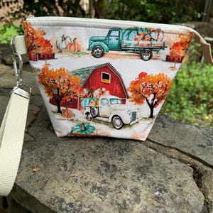 Pumpkin Harvest! Knitting Project Bag, Crochet Zippered Pouch, Yarn Sock Tote