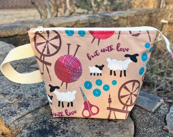 Fiber Festival! Knit With Love (with Lamb) Knitting Crochet Project Yarn Fiber Craft Bag