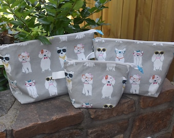 Spectating Dogs! Knitting Project Bag, Crochet Zippered Pouch, Yarn Sock Tote