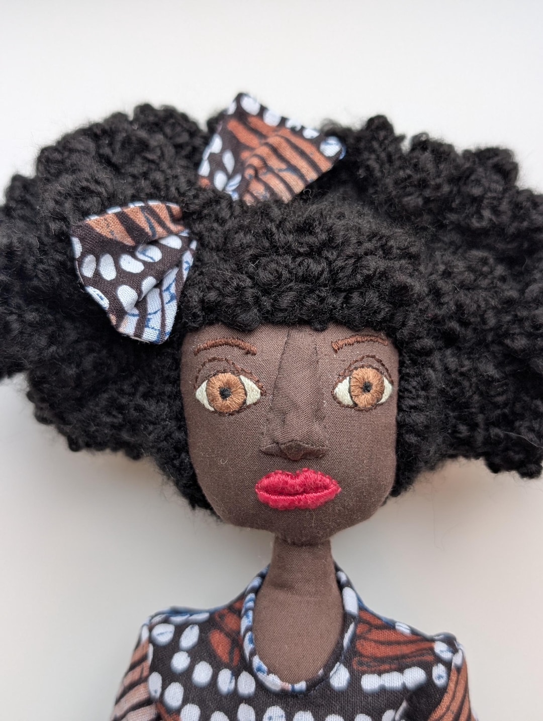 Handmade Rag Doll Nova : Embroidered Face, Batik Cotton Outfit, Wool ...