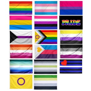 Prideflaggor 150 x 90 cm - Lesbisk - Bisexuell - Trans - Pansexuell - Asexuell - Queer - Icke-binär