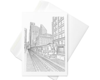 Chicago Landmarks Blank Greeting Cards 5x7 (Pack of 5 or 10) - Art Institute, Marina City, or CTA State & Lake