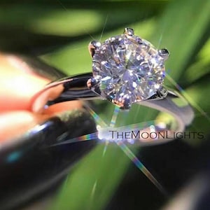2CT Round Cut Simulated Diamond Solitaire Ring: Sterling Silver Engagement