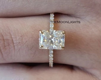 Radiant Cut Zirconia Ring: 14K Yellow Gold Over Sterling Silver