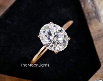 Ovaler Verlobungsring: 14K Vergoldeter Sterlingsilber Solitär