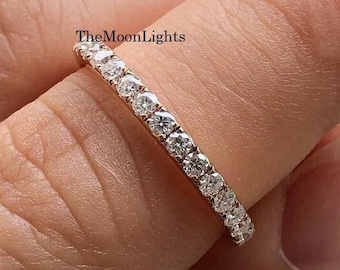 CZ Diamond 3/4 Eternity Band: 14K Yellow Gold Plated Sterling Silver Stacking Ring