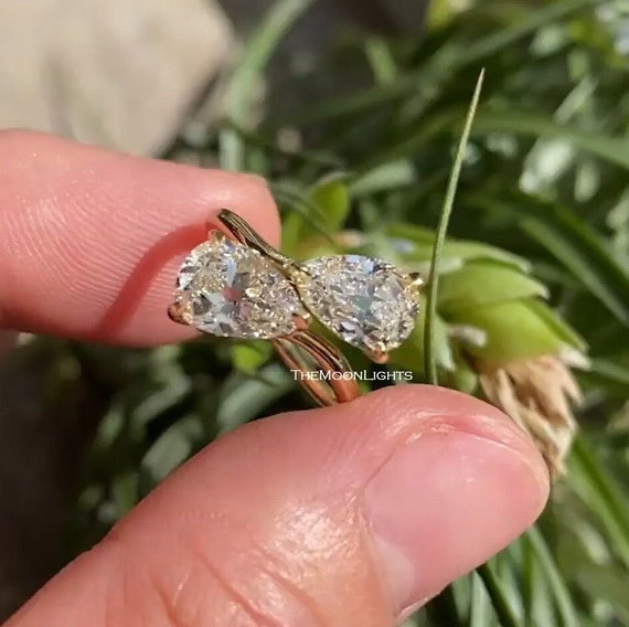 Toi Et Moi Ring 4 60ct Two Pear Cut Lab Diamond Ring Amazing Etsy Uk
