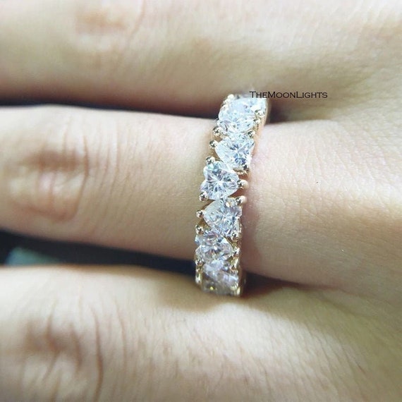 Fancy Heart Lab Diamond Eternity Band, Wedding Diamond Band