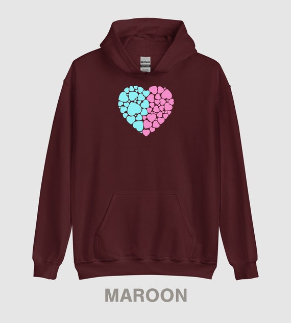 Pink and blue heart sale hoodie