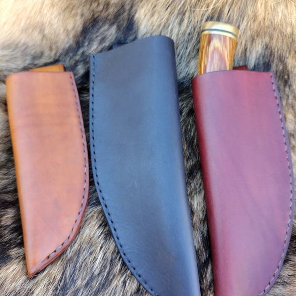 WIDE Custom Leather Knife Sheath; Organic Leather Knife Sheath; Sturdy Leather; Right or Left Handed; Fixed Blade Sheaths