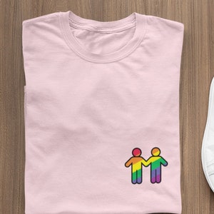 Gay Pride Shirt | Rainbow LGBT Male & Male Holding Hands T Shirt | Partners Tee