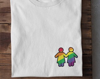 Lesbian Partners Gay Pride Shirt | Rainbow LGBT Female & Female Sign Holding Hands | T Shirt