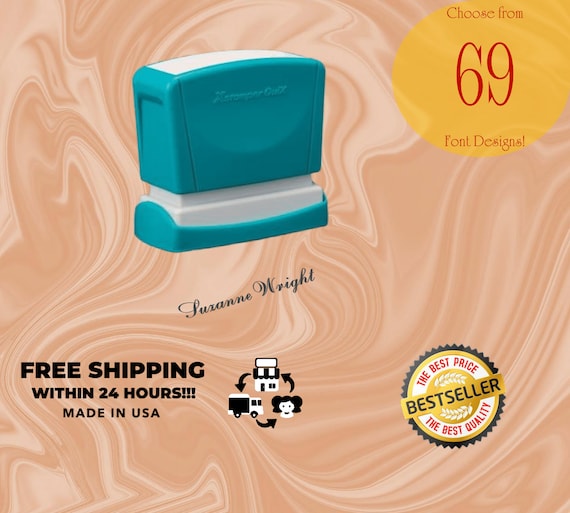 Signature Stamp | Self Inking | Stamp with Name | 1 Line Name Stamp | Teacher Stamp | Custom Name Stamper | Cursive Calligraphy | business