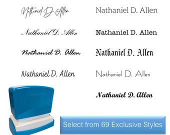 Personalized Name Stamp | Self Inking Signature Stamp | Personalized Self Inking Name Stamp | Calligraphy Name Stamp | Custom Stamp, 69 Font