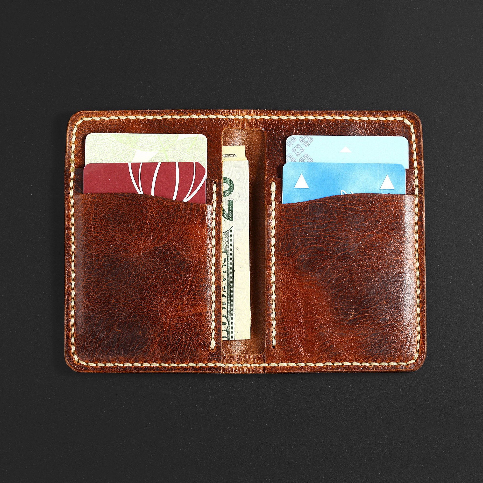 Human Made Wallet Handmade Leather Bifold Wallet: Minimalist Design, Gift Box - Etsy