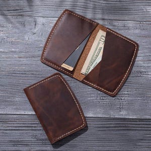 Handmade Antique Leather, Front Pocket Wallet, Personalized Wallet, Mens Wallet, Bifold Credit Card Holder, Gift for Dad, Father's Day Gift