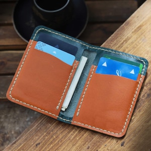 Carteira de couro feita à mão, carteira para cartão, carteira dobrável, carteira minimalista, carteiras masculinas, presente feito à mão, presente personalizado