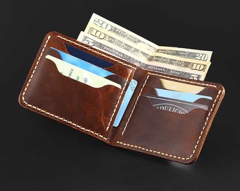 Handmade Full Grain Leather Wallet: Minimalist Cash & Card Wallet