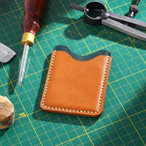 Titular de la tarjeta de cuero, billetera ultra delgada, manga de bolsillo frontal personalizada, billetera cosida a mano, billetera unisex, regalo para San Valentín