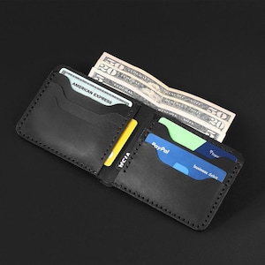 Handmade Leather Wallet, Classic Wallet, Black Wallet, Cash Wallet, Handmade Personalized Gift, Mens Wallet