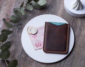 Porte-cartes personnalisé, Porte-cartes en cuir fait main, Portefeuille minimaliste, Portefeuille mince, Portefeuille en cuir antique, Cadeau fait main pour lui