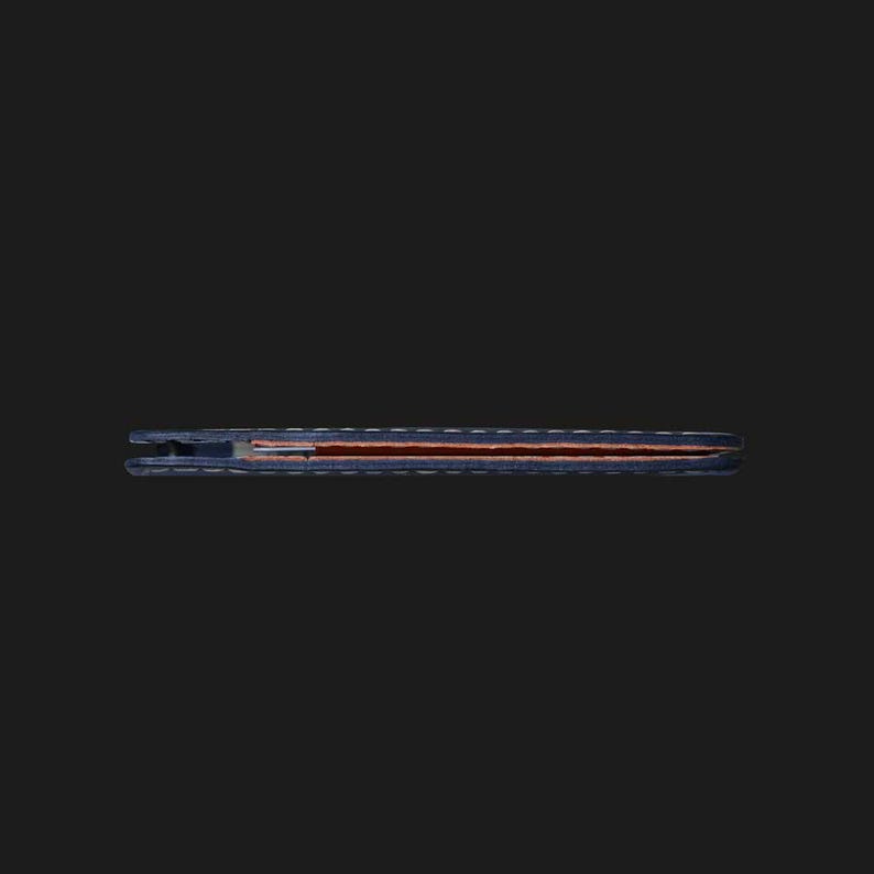 Cartera hecha a mano, Cartera de cuero azul, Cartera minimalista, Cartera para tarjetas, Cartera delgada, Cartera para hombre imagen 4