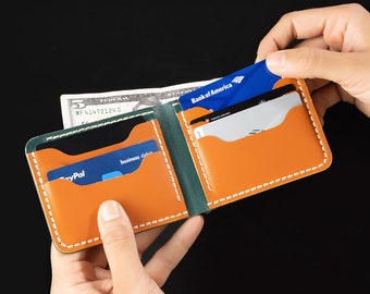 Handgefertigte Vollleder Geldbörse: Minimalistische Geldbörse