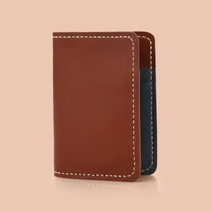 Cartera hecha a mano, Cartera de cuero azul, Cartera minimalista, Cartera para tarjetas, Cartera delgada, Cartera para hombre imagen 8