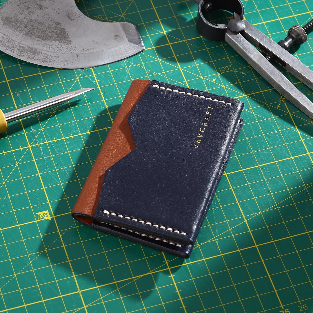 Handmade Navy Wallet Slim Men Wallet Personalized Wallet Etsy