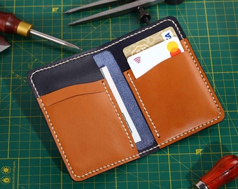 Handmade Wallet, Blue Leather Wallet, Minimalist Wallet, Card Wallet, Slim Wallet, Mens Wallet