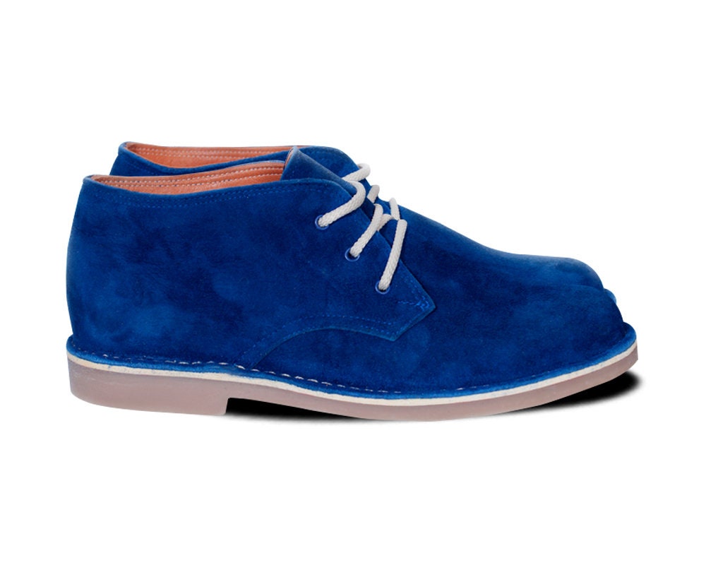 Blue Leather Suede Shoes, Chukka Desert Boots, Top Quality  display picture 1