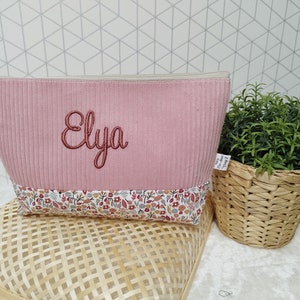 Embroidered velvet toiletry bag