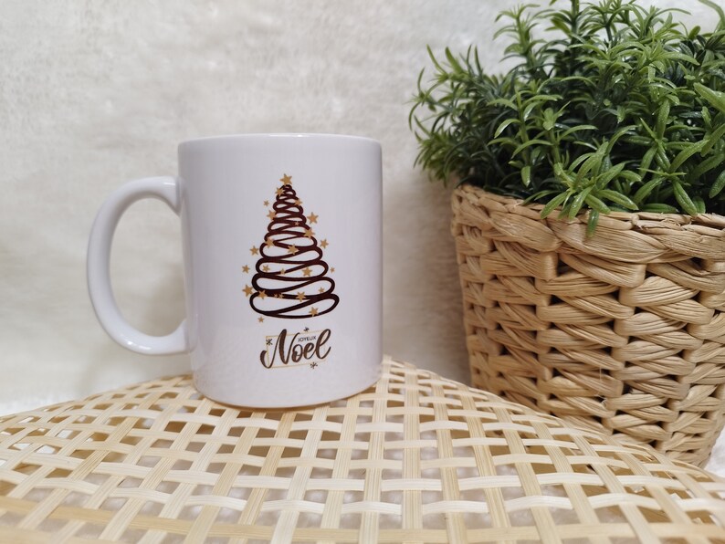 Tasse, mug, cadeau noël , personnalisé, fait main, original, unique Mug sapin fil