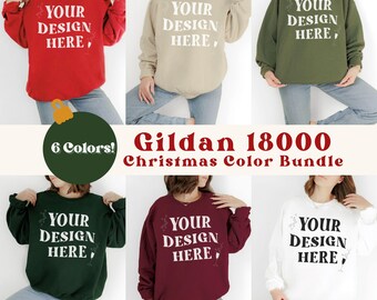 Gildan 18000 Christmas Mockup Bundle, Gildan 18000 Model Mock Ups, G180 Crewneck Mock-up Bundle, Real Model Mockups, Holiday Mock Up Packs