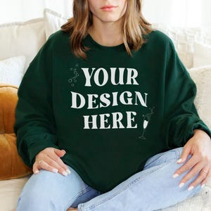 Gildan 18000 Sweatshirt Mockup, Forest Green Sweatshirt Mockup, Crewneck Mockup, Sweatshirt Mockup, Dark Green Mockup, Lifestyle Model Mock