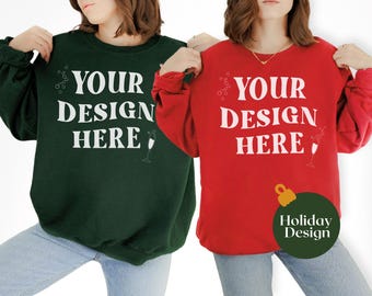 Gildan 18000 Group Christmas Mockup, Sweatshirt Mockup, Gildan Mockup, Etsy Sweatshirt Mockup, Real Model Mockup, Holiday Group Mock Up