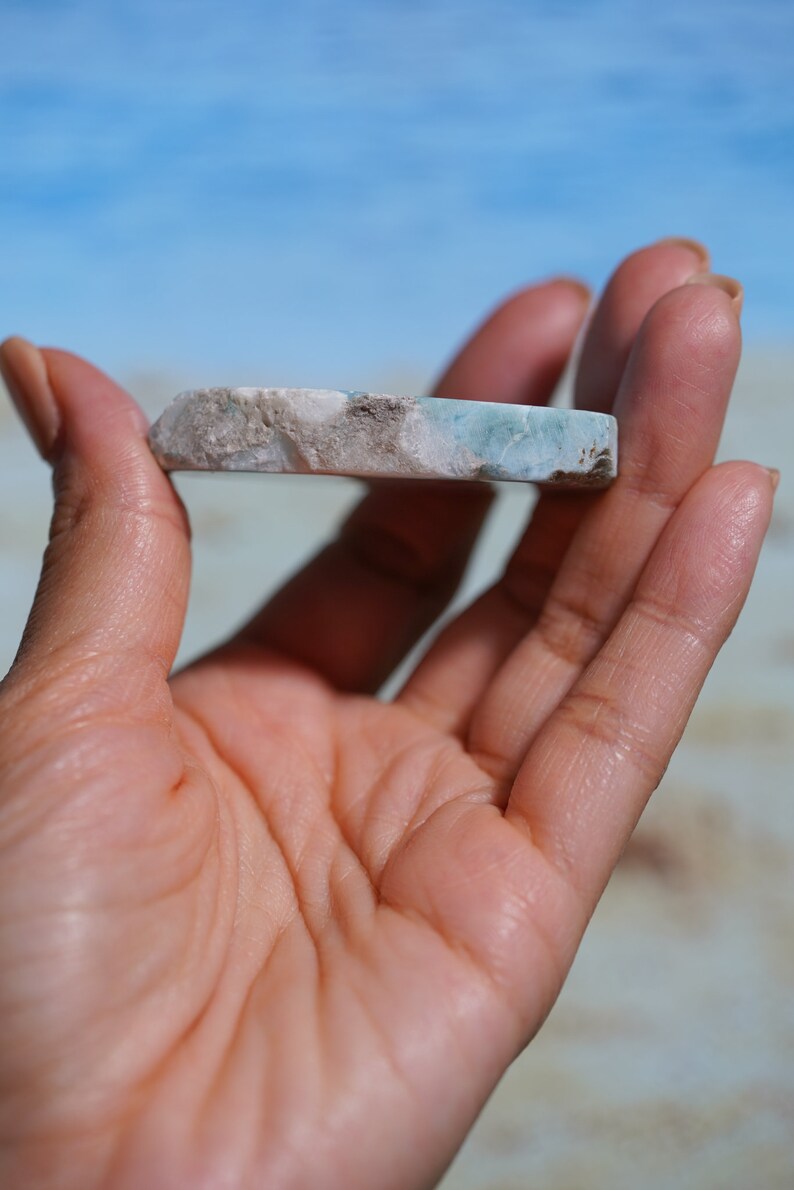 Turquoise Color Larimar Stone Slab, Healing Stone, Meditation Stone