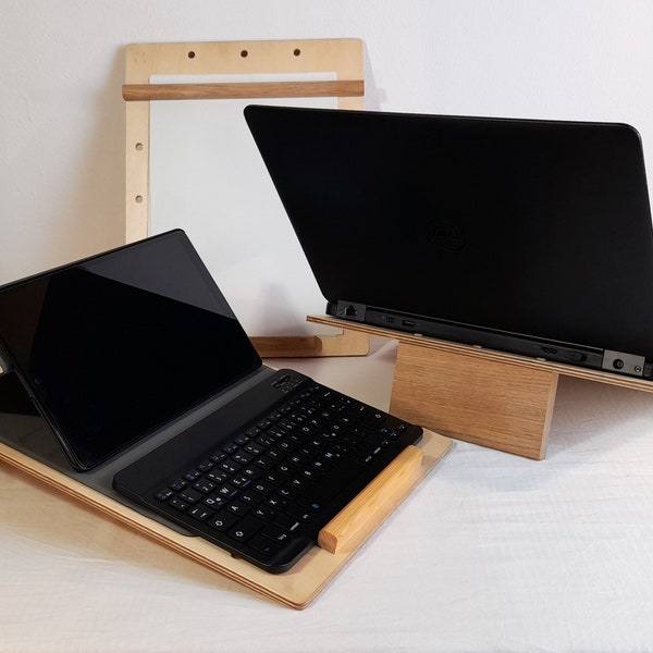 Klemmbrett Laptophalter Schreibunterlage Tablethalter multifunktional variabel Holz Laptopständer Laptoperhöhung Tabletablage Design