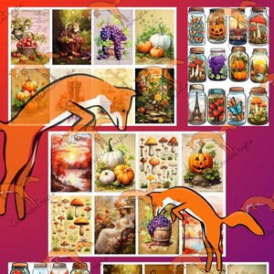 C'est l'Automne ! Kit de bricoles sur le thème et aux couleurs de l'automne. Bocaux, cartes, sur 5 pages, en JPEG, à imprimer et découper !