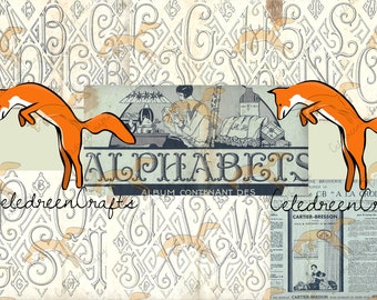 Complete Vintage Alphabet for embroidery, with cover, PDF to print! Vintage French Emboidery Alphabet.