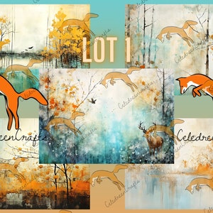 Kit de Papiers "Automne - Hiver" , Lot 1, 5 pages en JPG. Imprimez, bricolez, créez !