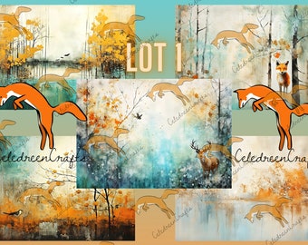 "Autumn - Winter" Paper Kit, Set 1, 5 pages in JPG. Print, craft, create!